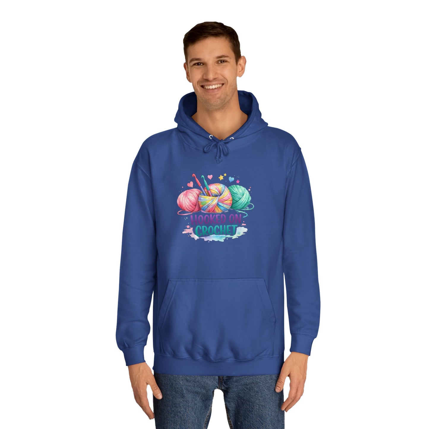 Hooked on Crochet Hoodie | Yarn Balls, Crochet Hooks, Colorful Craft