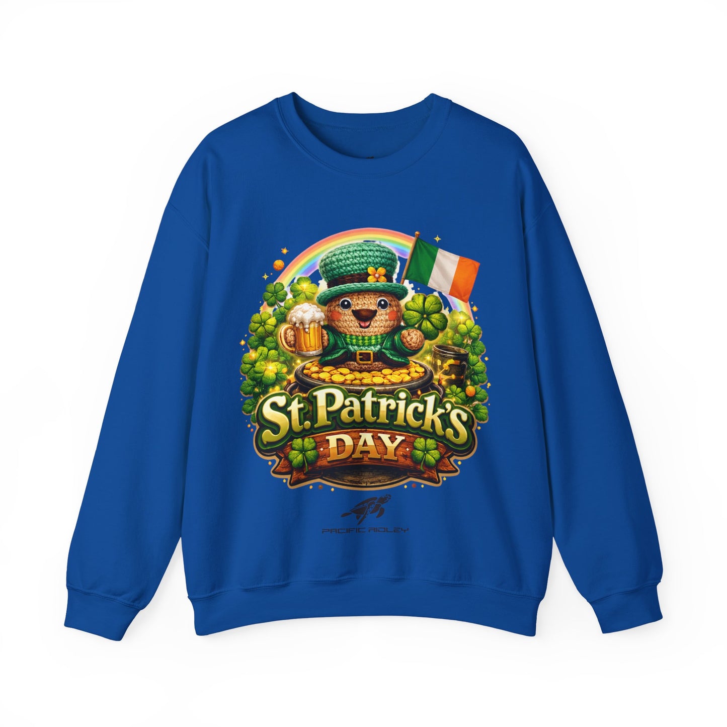 St. Patrick's Day Leprechaun Bear Crewneck Sweatshirt | Irish Shamrock Rainbow