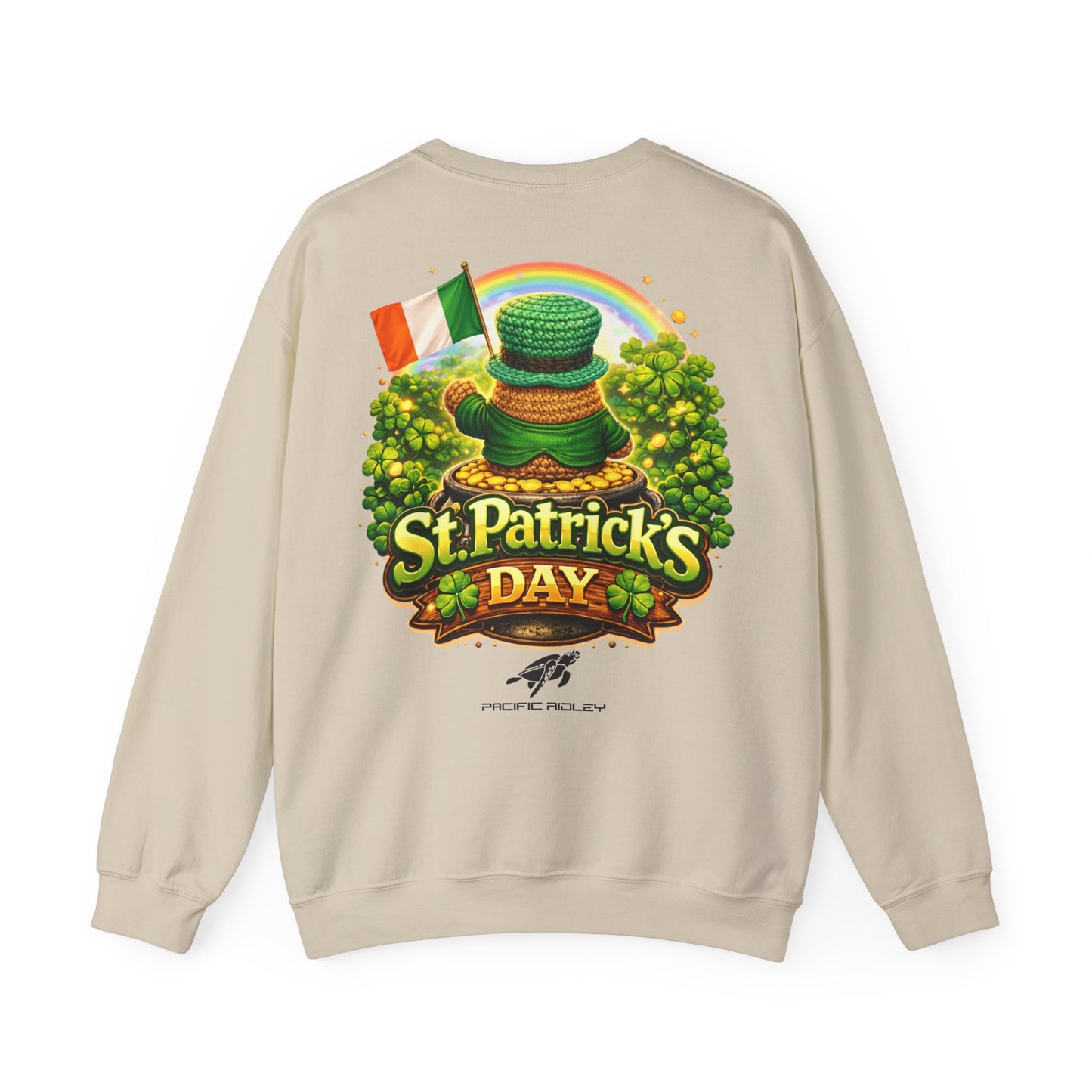 St. Patrick's Day Leprechaun Bear Crewneck Sweatshirt | Irish Shamrock Rainbow