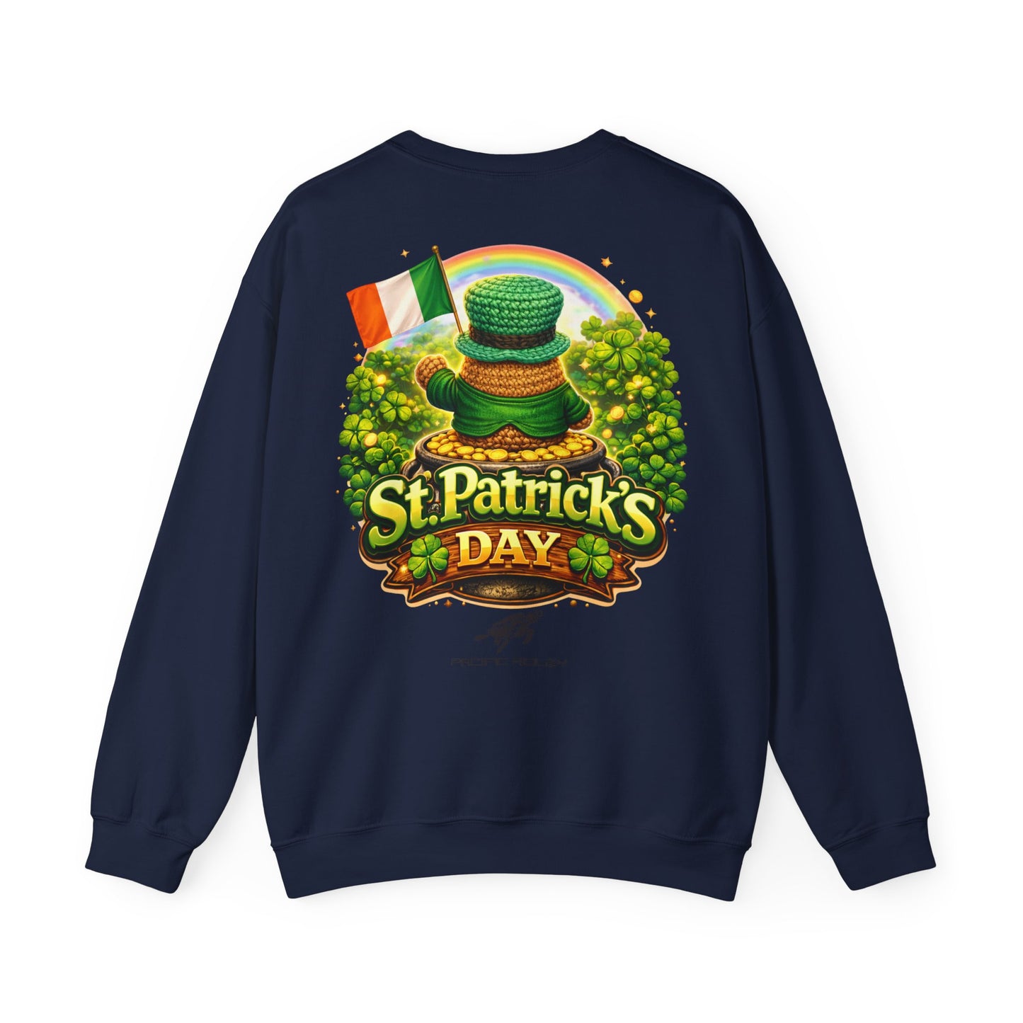 St. Patrick's Day Leprechaun Bear Crewneck Sweatshirt | Irish Shamrock Rainbow