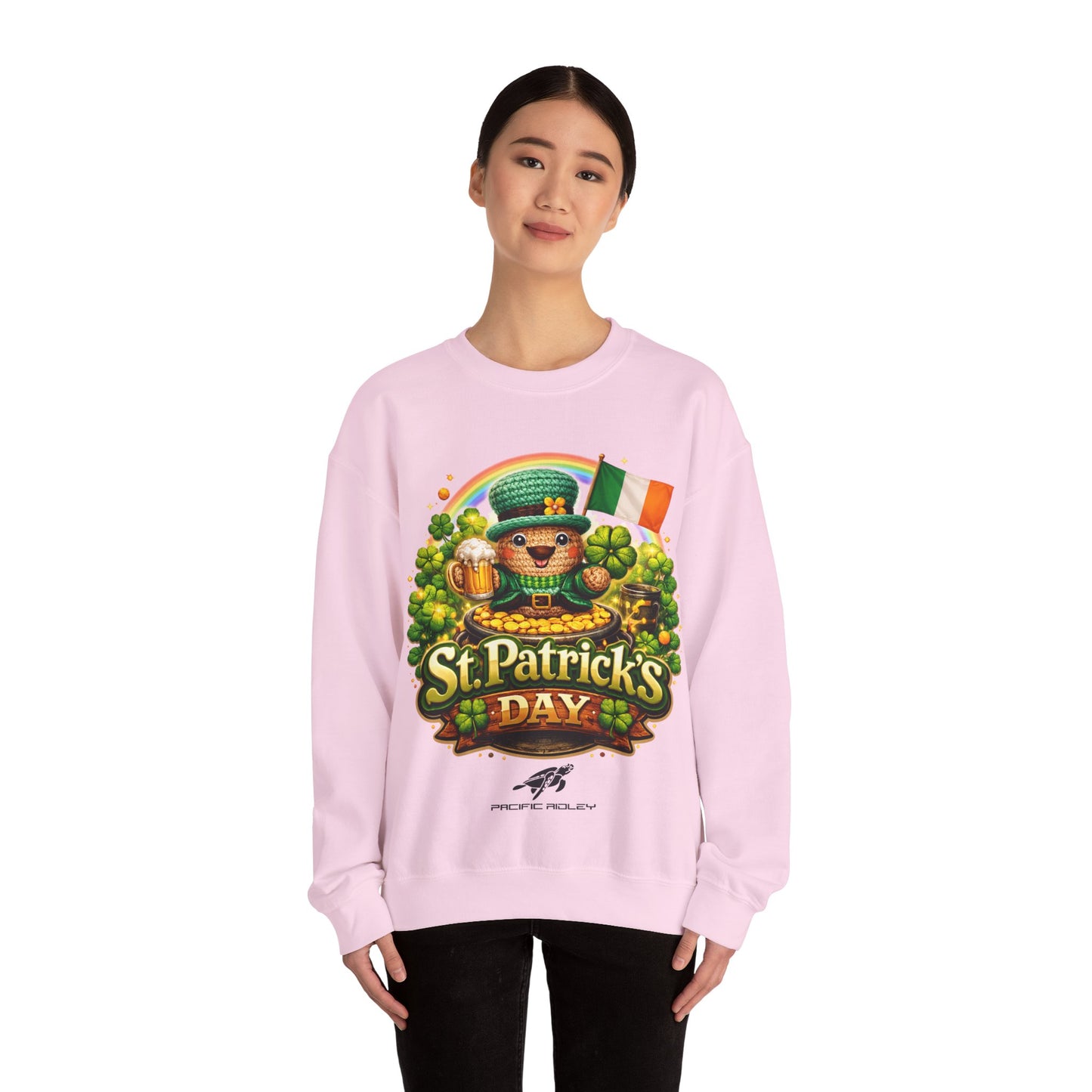 St. Patrick's Day Leprechaun Bear Crewneck Sweatshirt | Irish Shamrock Rainbow