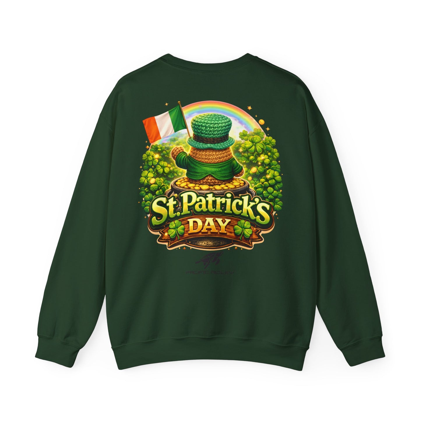 St. Patrick's Day Leprechaun Bear Crewneck Sweatshirt | Irish Shamrock Rainbow