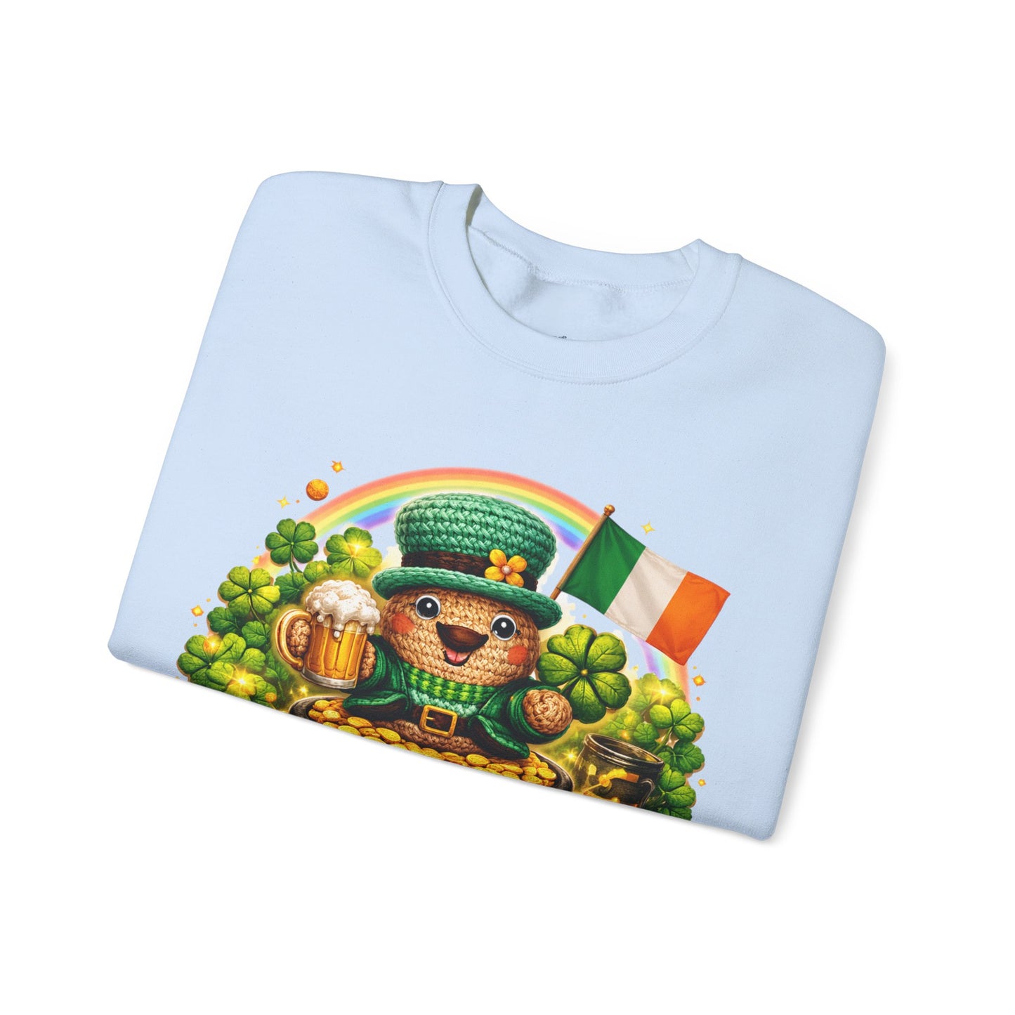 St. Patrick's Day Leprechaun Bear Crewneck Sweatshirt | Irish Shamrock Rainbow
