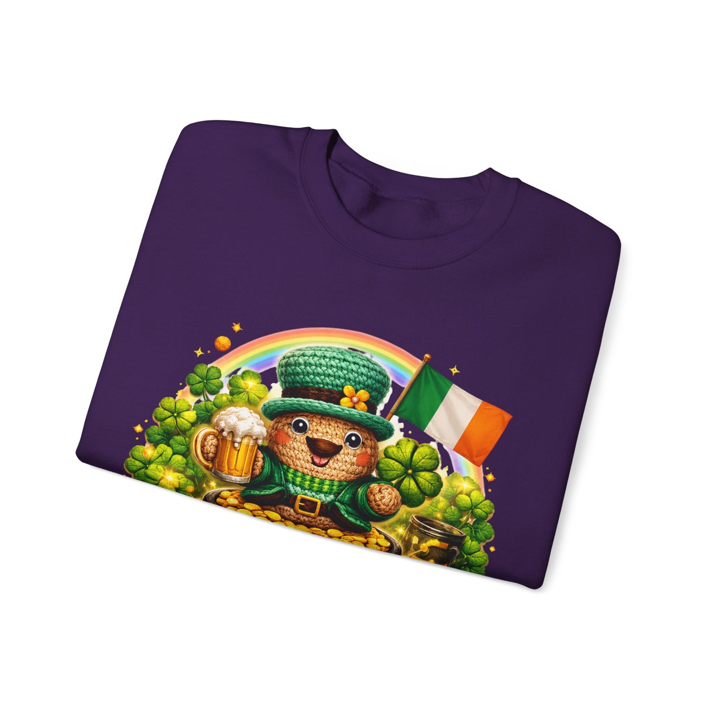 St. Patrick's Day Leprechaun Bear Crewneck Sweatshirt | Irish Shamrock Rainbow