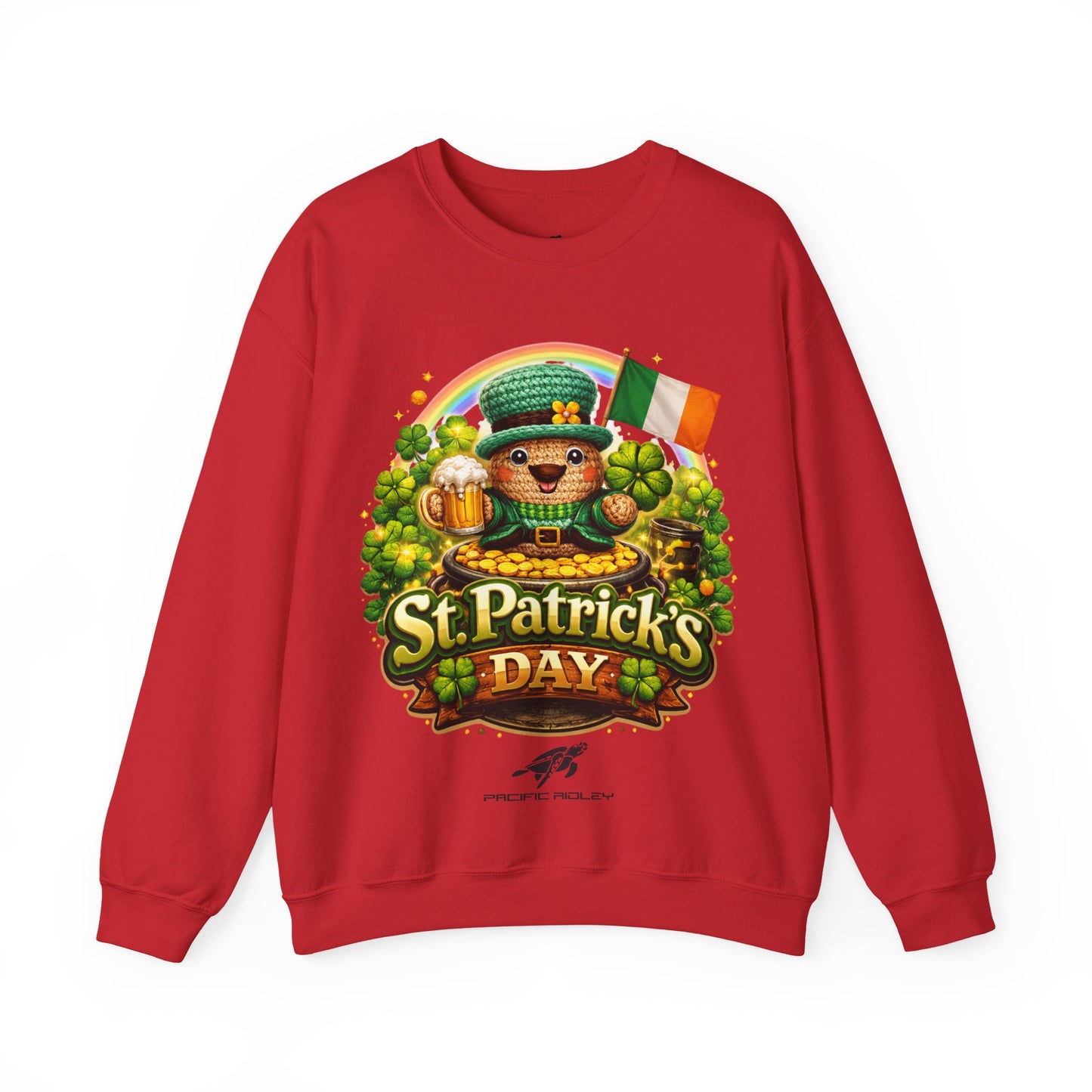 St. Patrick's Day Leprechaun Bear Crewneck Sweatshirt | Irish Shamrock Rainbow