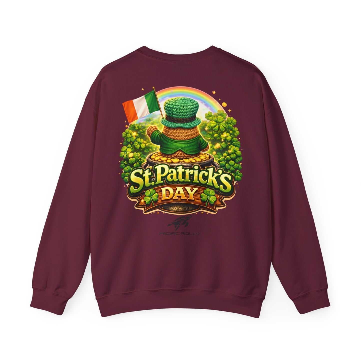 St. Patrick's Day Leprechaun Bear Crewneck Sweatshirt | Irish Shamrock Rainbow