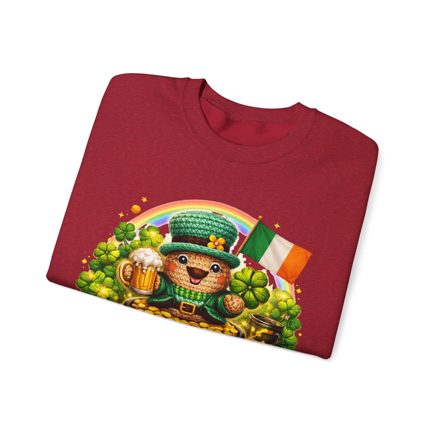 St. Patrick's Day Leprechaun Bear Crewneck Sweatshirt | Irish Shamrock Rainbow