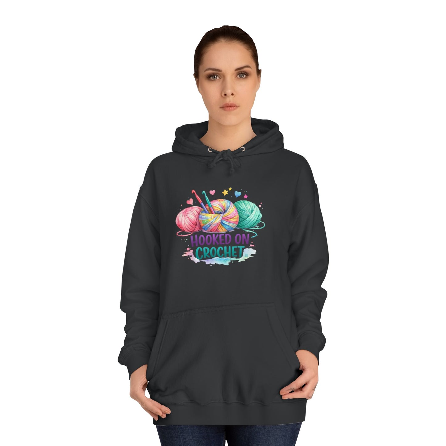 Hooked on Crochet Hoodie | Yarn Balls, Crochet Hooks, Colorful Craft