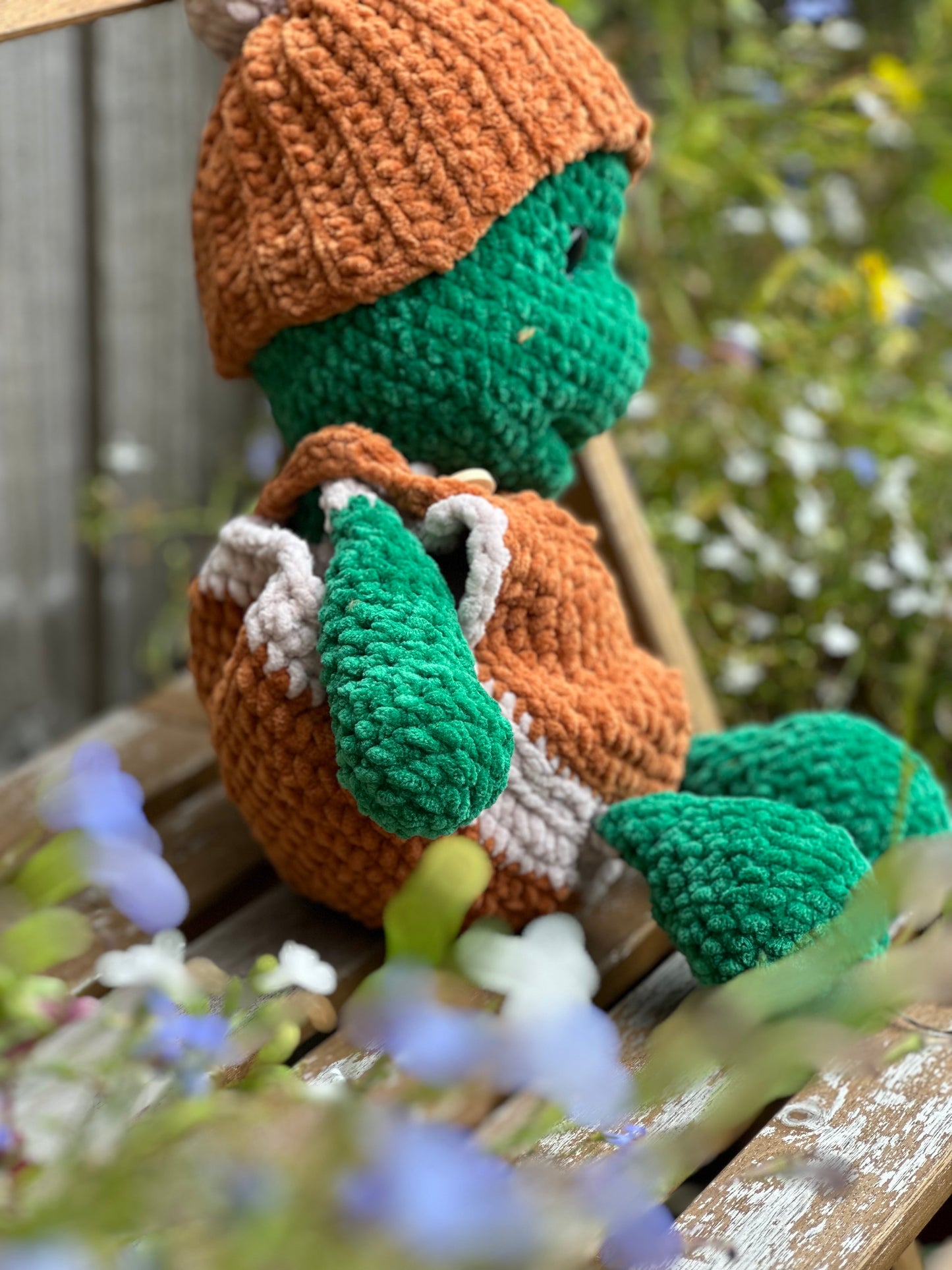 Pacific Ridley Jr Turtle, Chenille Yarn and Recycled stuffing