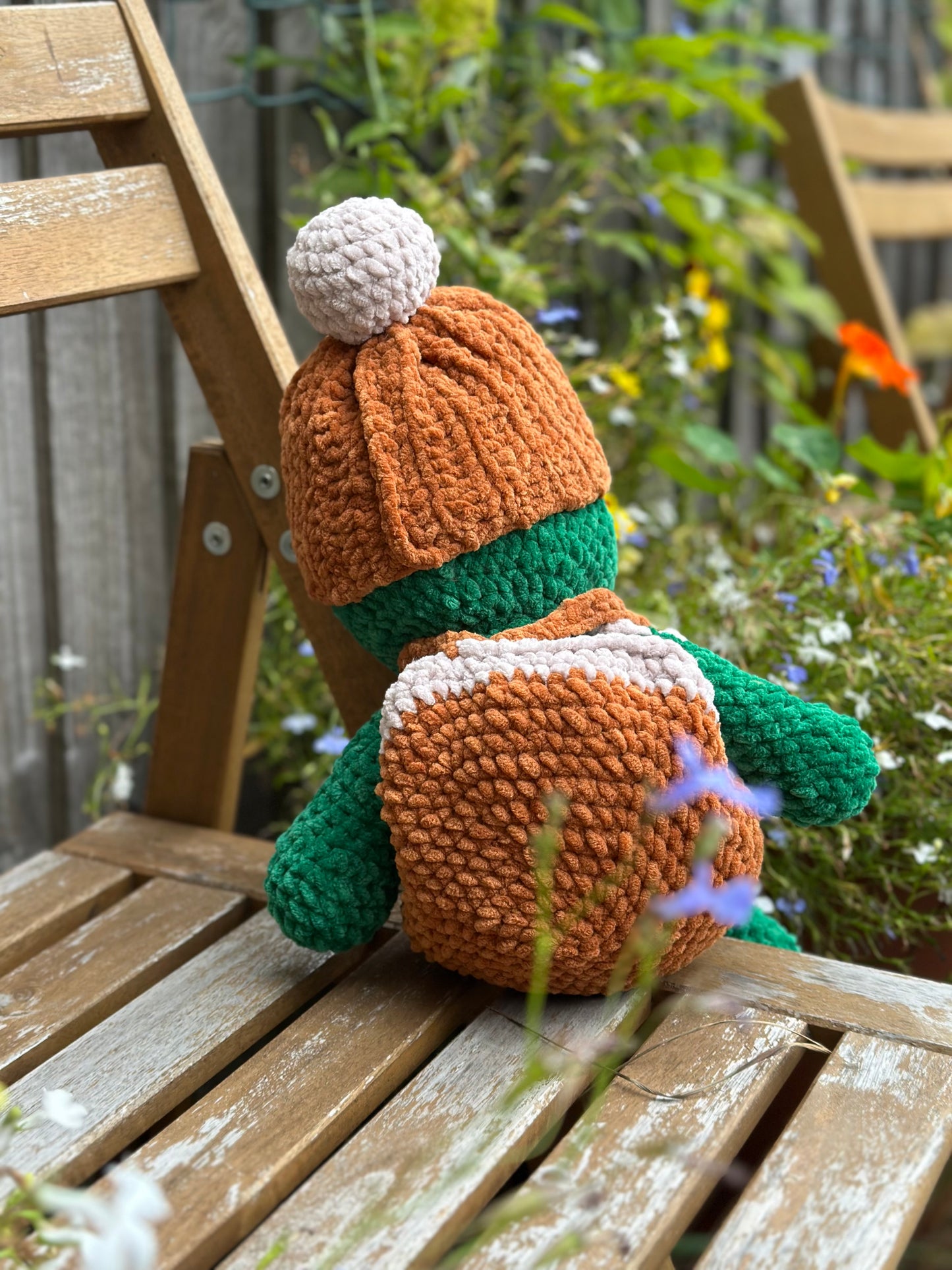 Pacific Ridley Jr Turtle, Chenille Yarn and Recycled stuffing