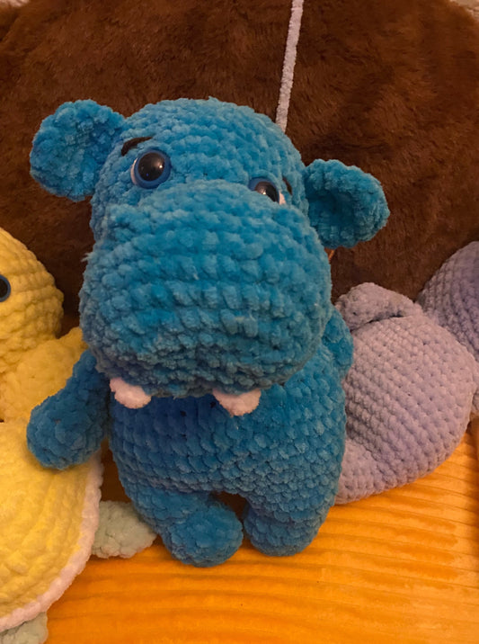 Crochet Hippo, Plushie, Gift idea, Chenille, Velvet Soft, Recycled filling