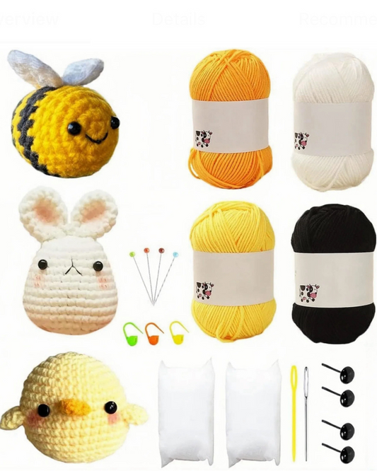 **Preorder**DIY Crochet Kit, Bee, Rabbit and Chick