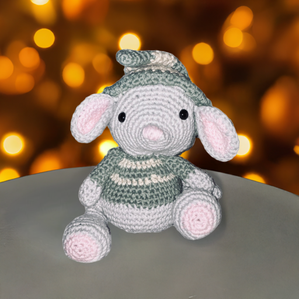 Handmade Crochet Christmas Dormouse