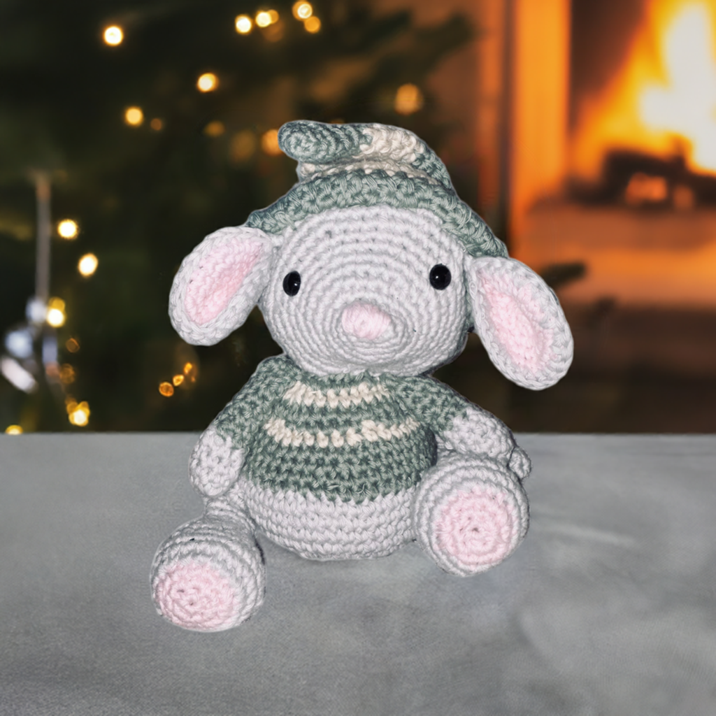 Handmade Crochet Christmas Dormouse