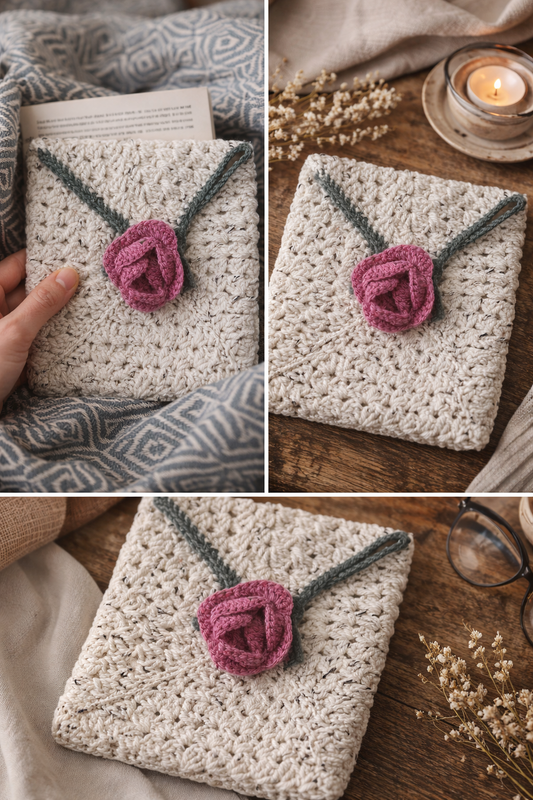 Handmade Tweed Crochet Book & Kindle Cover