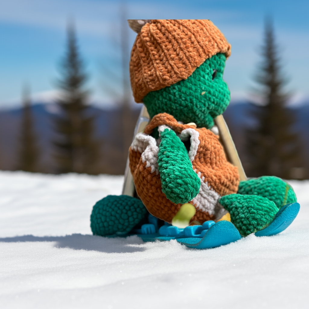 Pacific Ridley Jr Turtle, Chenille Yarn and Recycled stuffing